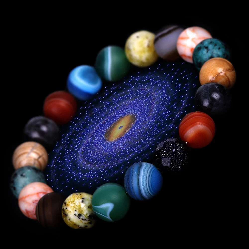 Bracelets Fashion Jewelry Buddha Bead & Universe Glass Bead Planets Pendant Necklace Galaxy Rope 