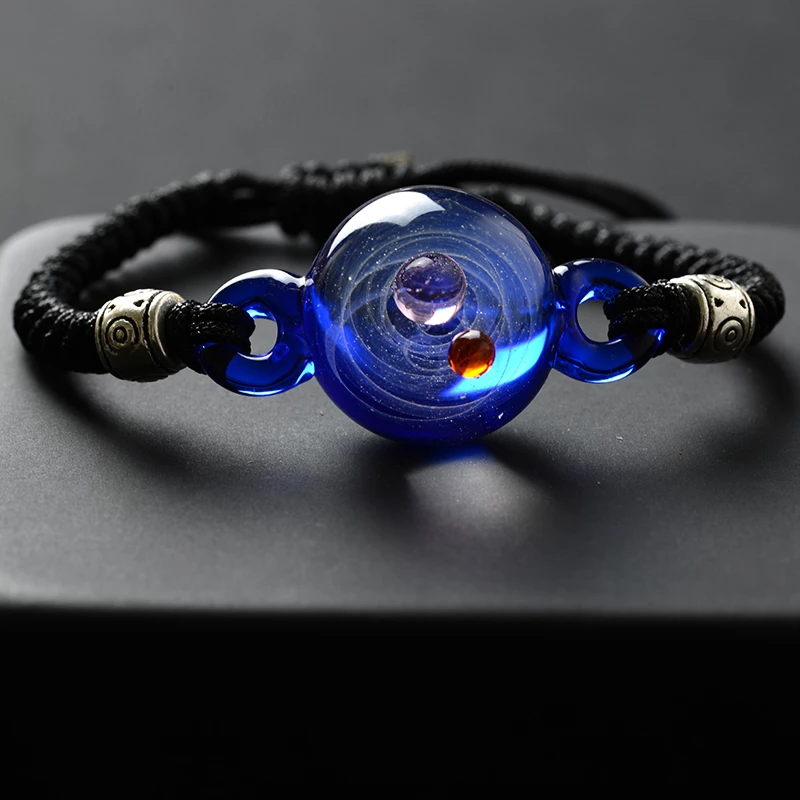 Universe Glass Bead Planets Pendant Necklace & Galaxy Solar System Bracelet 