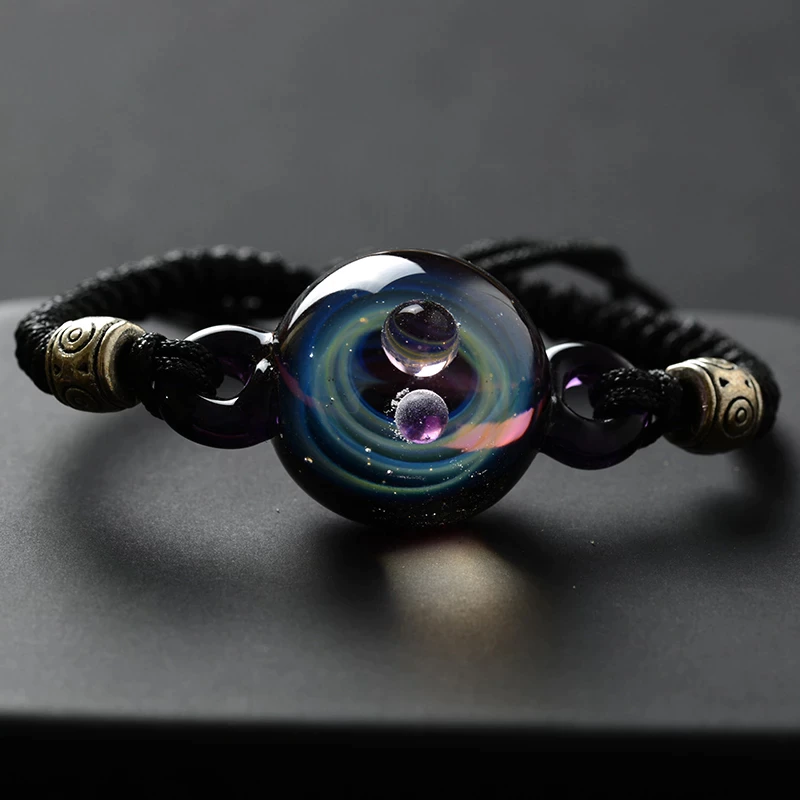 Glass Bead Planets Pendant Necklace Galaxy Rope & Bracelets Galaxy Fashion Jewelry 