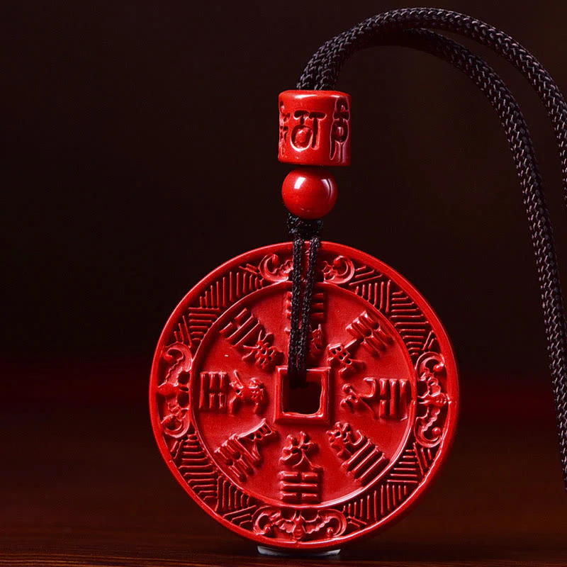 Buddha Stones Natural Cinnabar Mountain Ghosts Spend Money Bagua Blessing Necklace Pendant Key Chain