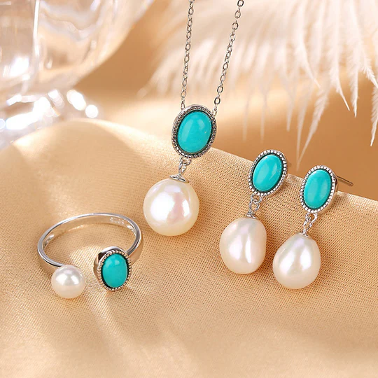 Buddha Stones 925 Sterling Silver Pearl Turquoise Healing Wisdom