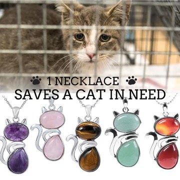 \"Save A Cat\" Cute Cat Pattern Natural Crystal Protection Cat-Lov