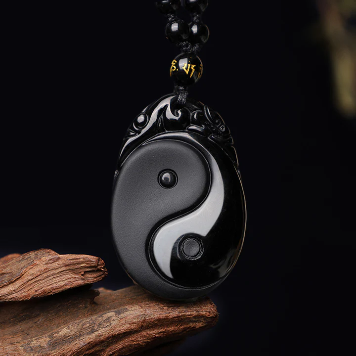 Buddha Stones Natural Black Obsidian Yin Yang Fulfilment Strengt