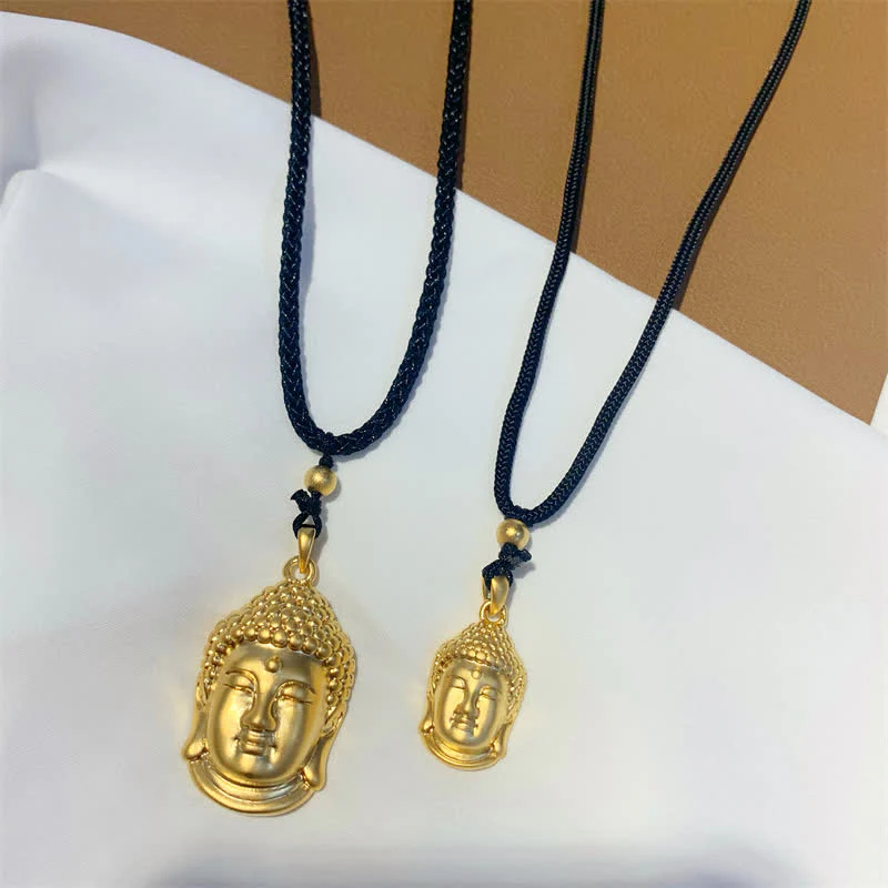 Buddha Stones Gold Buddha Copper Wealth Necklace Pendant