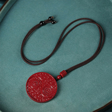 Buddha Stones Cinnabar Yin Yang Keep Away Evil Spirits Necklace