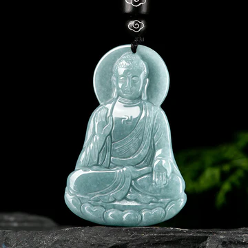 Buddha Stones Amitabha Buddha Natural Jade Lotus Amulet Compassi