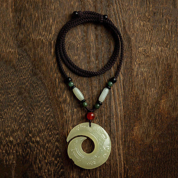 Buddha Stones Peace Buckle Jade Small Leaf Red Sandalwood Cinnab