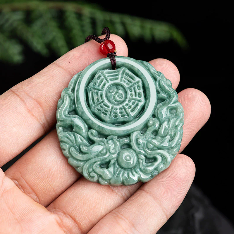 Buddha Stones Dragon Jade Yin Yang Balance Necklace String Penda