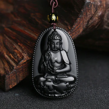 Buddha Stones Chinese Zodiac Natal Buddha Natural Black Obsidian