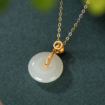 Buddha Stones 925 Sterling Silver Plated Gold Hetian Jade Fu Cha