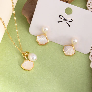 Buddha Stones Ginkgo Tridacna Stone Pearl Bead Copper Blessing N