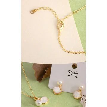 Buddha Stones Ginkgo Tridacna Stone Pearl Bead Copper Blessing N