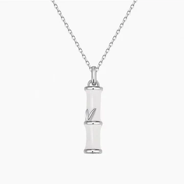 Buddha Stones Bamboo Design Copper Luck Couple Necklace Pendant