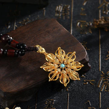 Buddha Stones Tibetan 925 Sterling Silver 24K Gold Plated Dorje