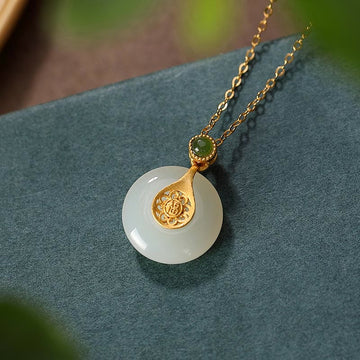 Buddha Stones 925 Sterling Silver Plated Gold Hetian Jade Fu Cha