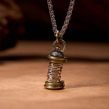 Buddha Stones Yin Yang Tower Copper Balance Rotatable Necklace P