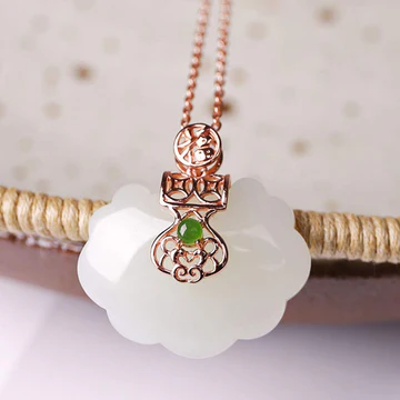 Buddha Stones 925 Sterling Silver White Jade Blessing Happiness