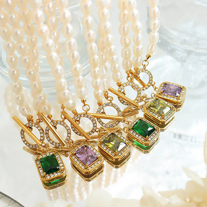 Buddha Stones Pearl Zircon Wealth Charm Necklace Pendant