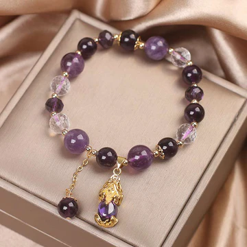 Buddha Stones Natural Amethyst PiXiu Healing Bracelet