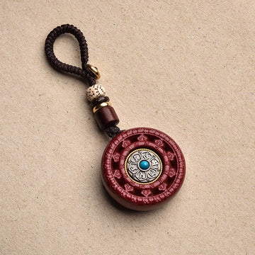 Buddha Stones Cinnabar Om Mani Padme Hum Blessing Rotatable Neck