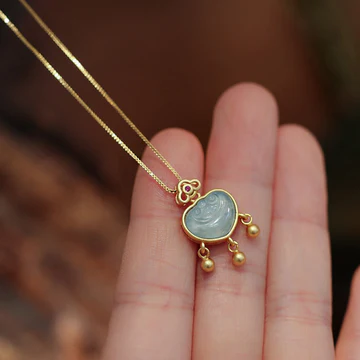 Buddha Stones 925 Sterling Silver Natural Jade Chalcedony Lock o