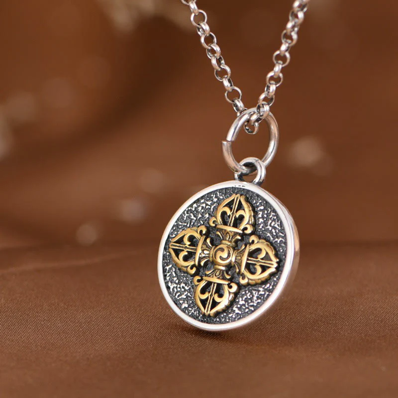 Buddha Stones 925 Sterling Silver Double Dorje Vajra Blessing Ne