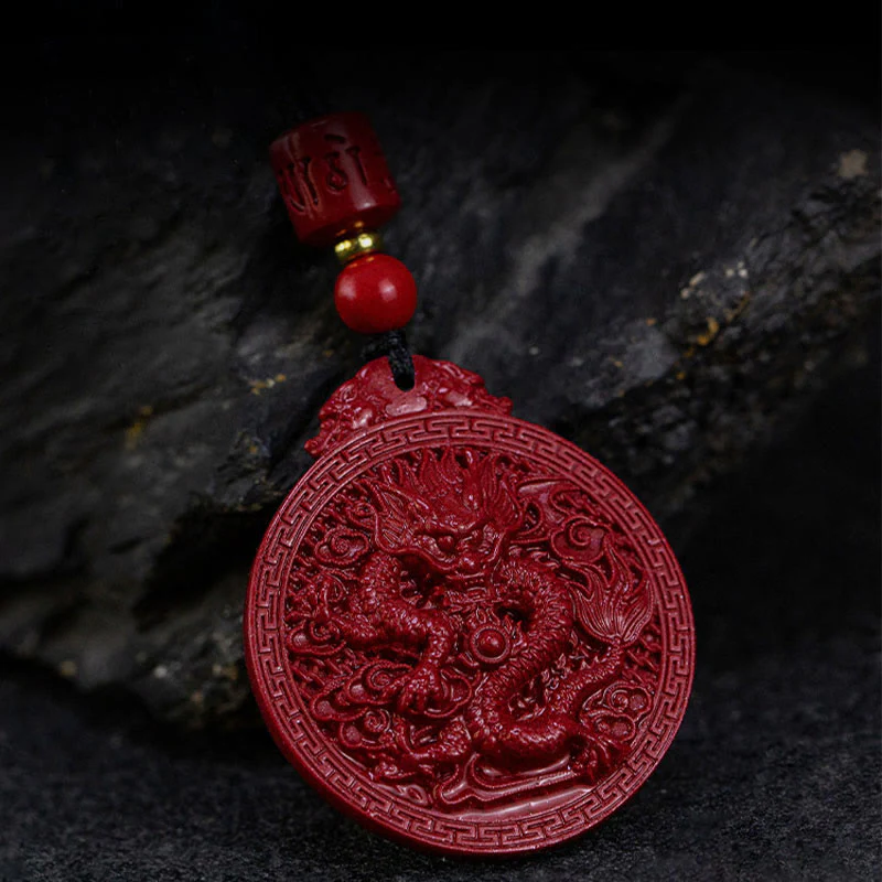 Buddha Stones Year of the Dragon Natural Cinnabar Dragon Protect