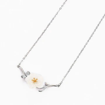 Buddha Stones 925 Sterling Silver Natural Hetian White Jade Peach Blossom Luck Necklace Pendant Bracelet Bangle Ring Earrings Se