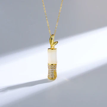 Buddha Stones 925 Sterling Silver Hetian White Jade Bamboo Happi