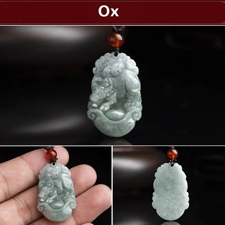 Buddha Stones Natural Jade 12 Chinese Zodiac Sucess Pendant Neck