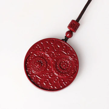 Buddha Stones Cinnabar Yin Yang Keep Away Evil Spirits Necklace