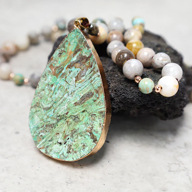 Buddha Stones Natural Ocean Picasso Jasper Beaded Healing Neckac