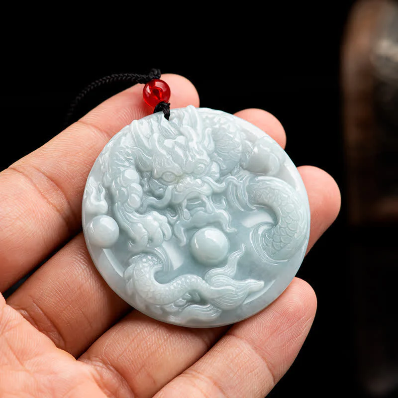 Buddha Stones Chinese Zodiac Dragon Jade Success Amulet String Necklace