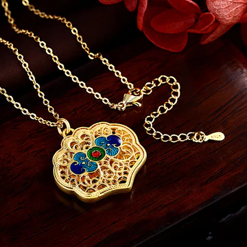 Buddha Stones Tibet Auspicious Clouds Copper Luck Necklace Penda