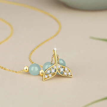 Buddha Stones 925 Sterling Silver Hetian Jade Bead Fishtail Luck