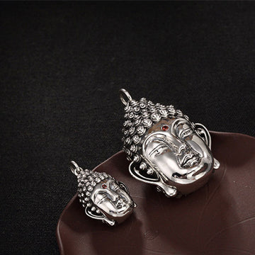Buddha Stones 925 Sterling Silver Buddha Head Compassion Necklac