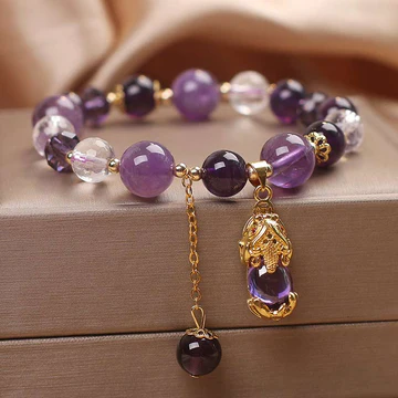 Buddha Stones Natural Amethyst PiXiu Healing Bracelet