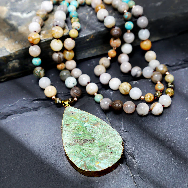 Buddha Stones Natural Ocean Picasso Jasper Beaded Healing Neckac
