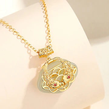 Buddha Stones 925 Sterling Silver Natural Hetian Jade Koi Fish W