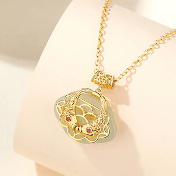 Buddha Stones 925 Sterling Silver Natural Hetian Jade Koi Fish W