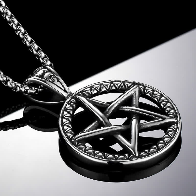 Buddha Stones Pentagram Titanium Steel Balance Necklace Pendant