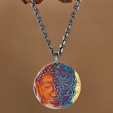 Buddha Stones 999 Sterling Silver 24K Gold Half Demon Half Buddh