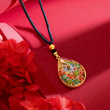 Buddha Stones Colorful Phoenix Flower Luck Strength Necklace Pen