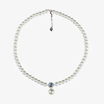 Buddha Stones Natural Pearl Chalcedony Bead Healing Necklace Pen