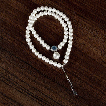 Buddha Stones Natural Pearl Chalcedony Bead Healing Necklace Pen