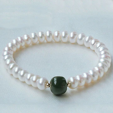 Buddha Stones 925 Sterling Silver Natural Pearl Hetian Jade Aqua