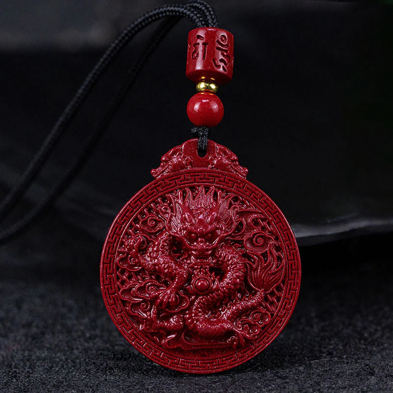 Buddha Stones Year of the Dragon Natural Cinnabar Dragon Protect