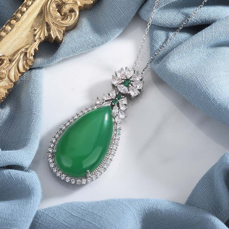 Buddha Stones Cyan Jade Harmony Necklace