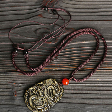 Buddha Stones Gold Sheen Obsidian Dragon Pattern Success Necklac