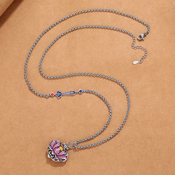 Buddha Stones Tibet Copper Lotus Luck New Begining Necklace Pend